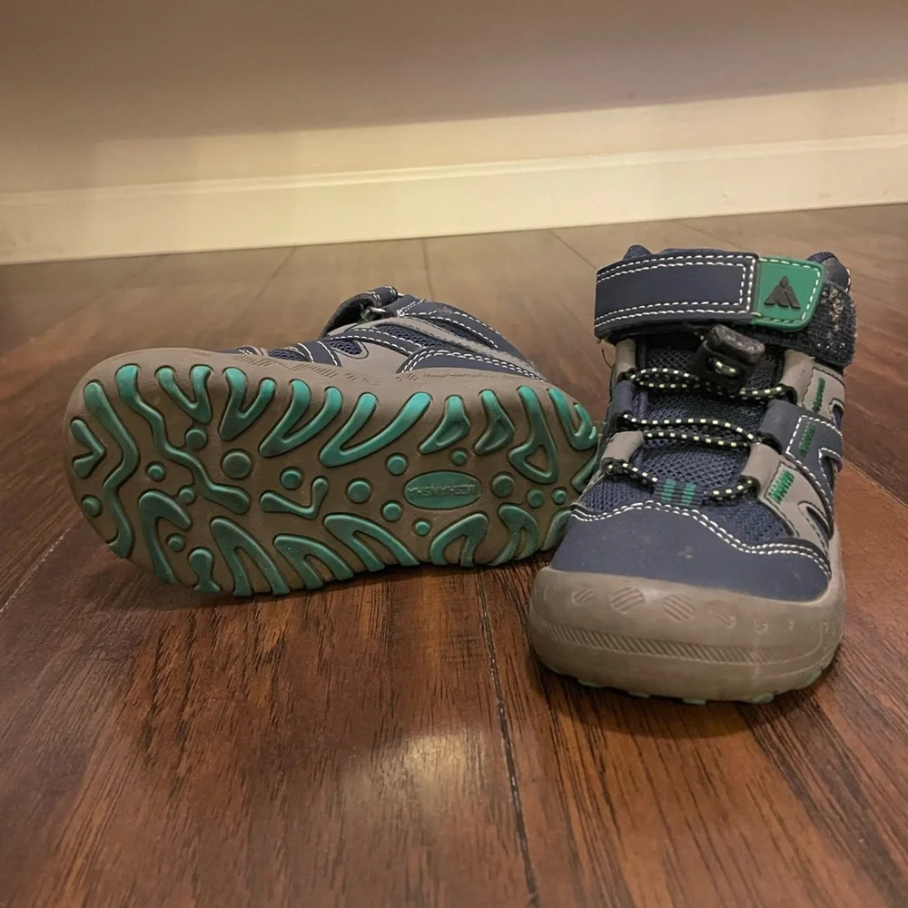 Kids Navy & Green Snow/Hiking Boots – Water Resistant | Size Toddler 7.5